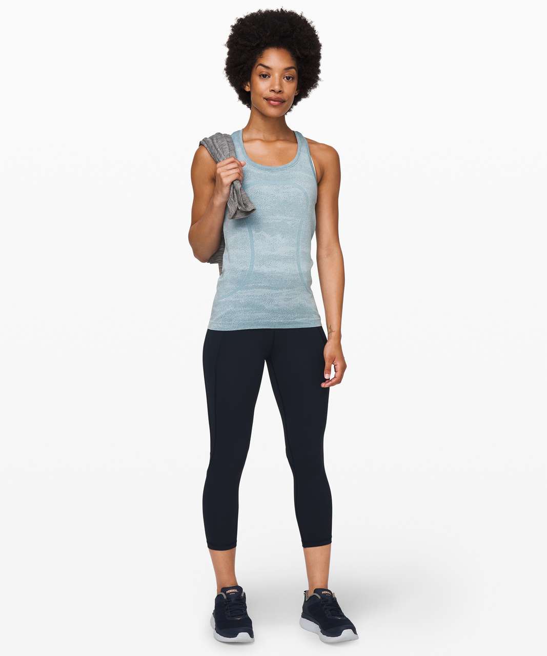 Lululemon Swiftly Speed Racerback - Aqua Smoke / White / Cadet Blue / Smokey