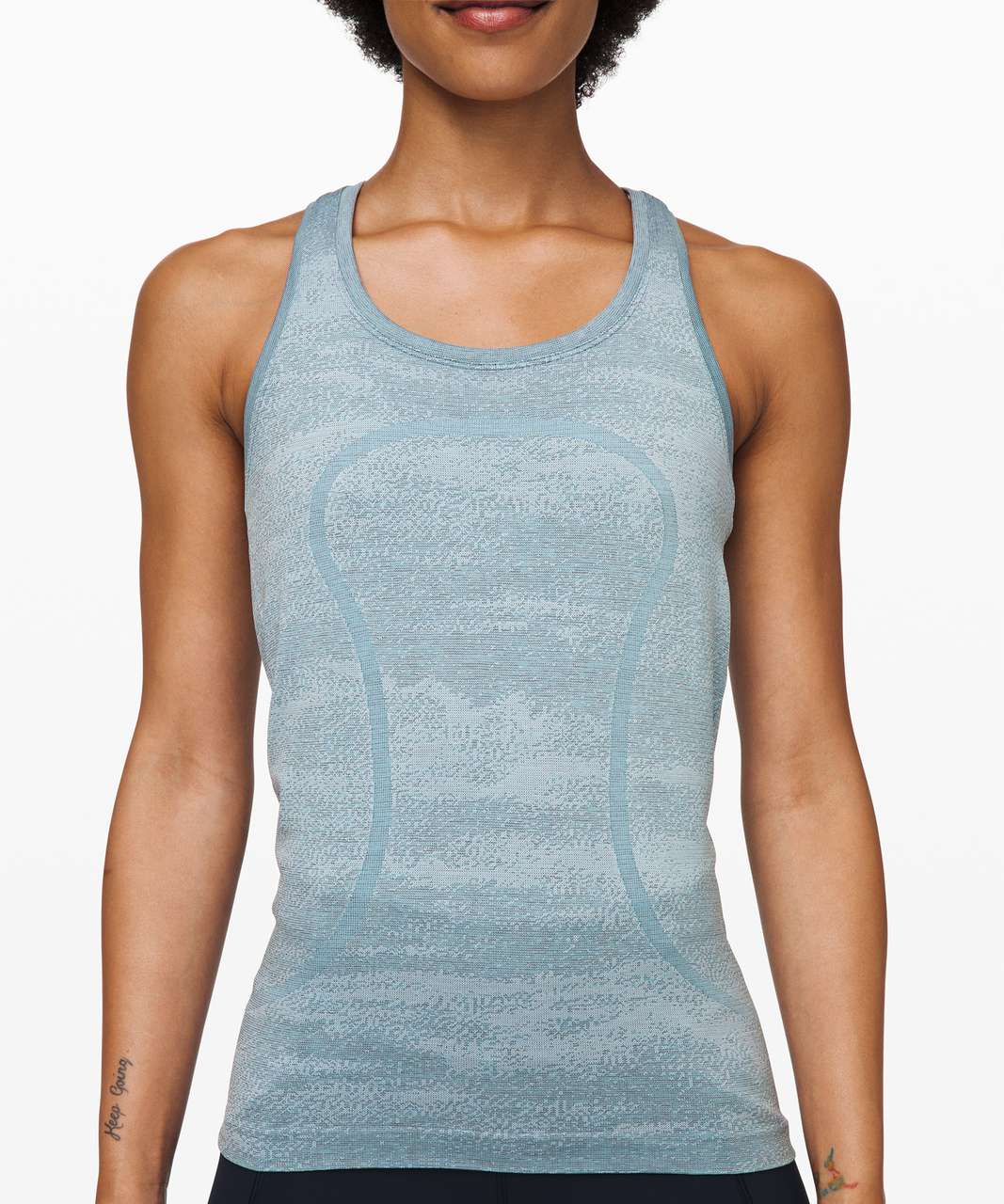 Lululemon Swiftly Speed Racerback - Aqua Smoke / White / Cadet Blue / Smokey