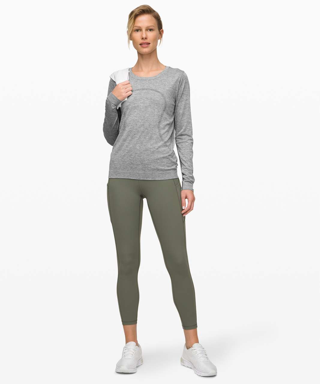 Lululemon Swiftly Relaxed Long Sleeve - Slate / White - lulu fanatics