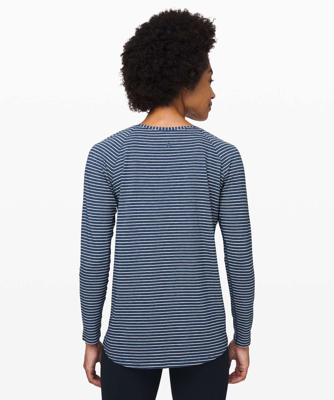 Lululemon Emerald Long Sleeve - Modern Stripe Heathered Code Blue White