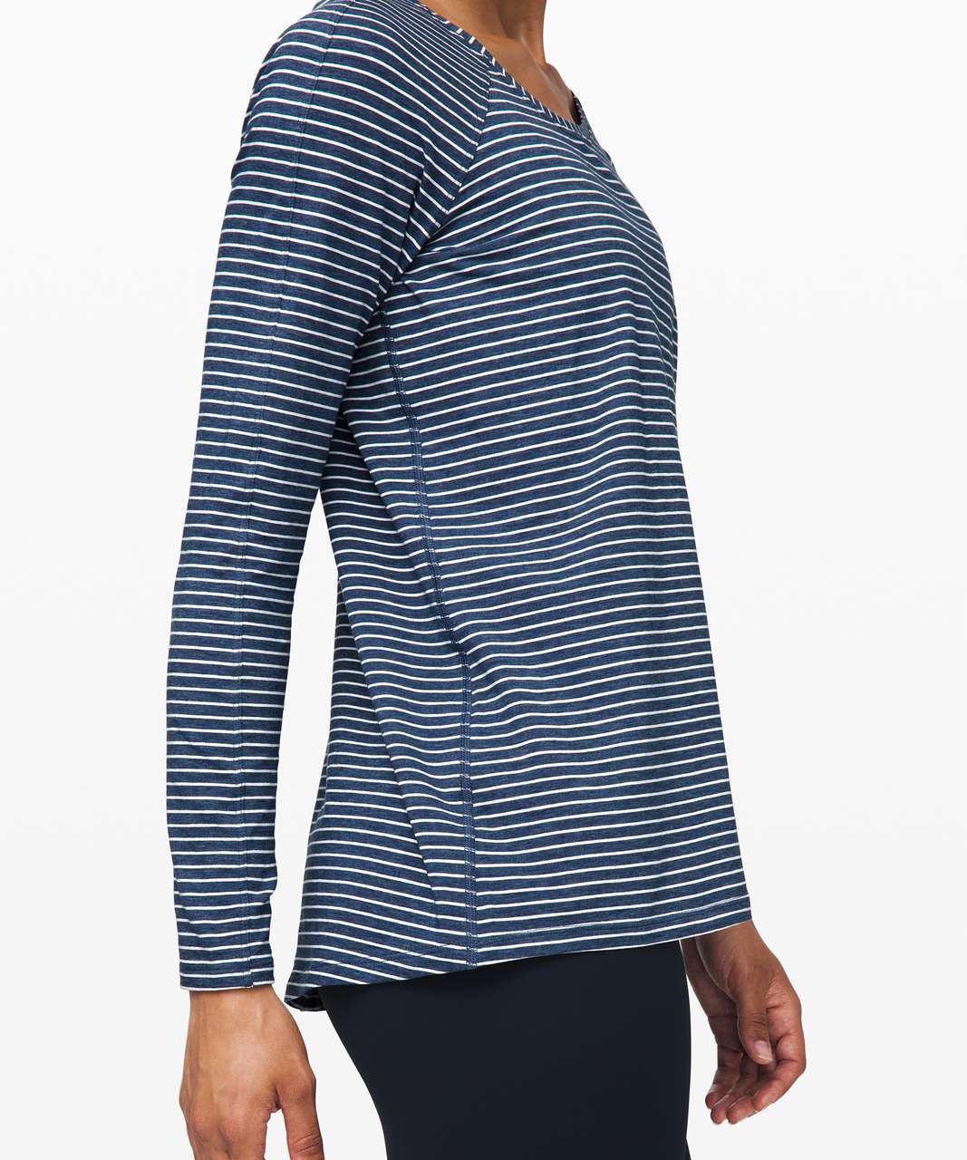 Lululemon Emerald Long Sleeve - Modern Stripe Heathered Code Blue White