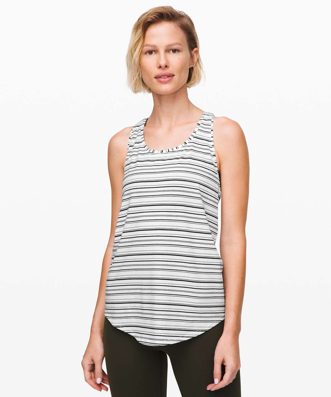 Lululemon Love Tank *Pleated - Cut Back Stripe White Black