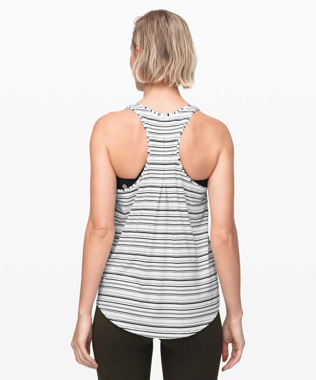 Lululemon Love Tank *Pleated - Cut Back Stripe White Black