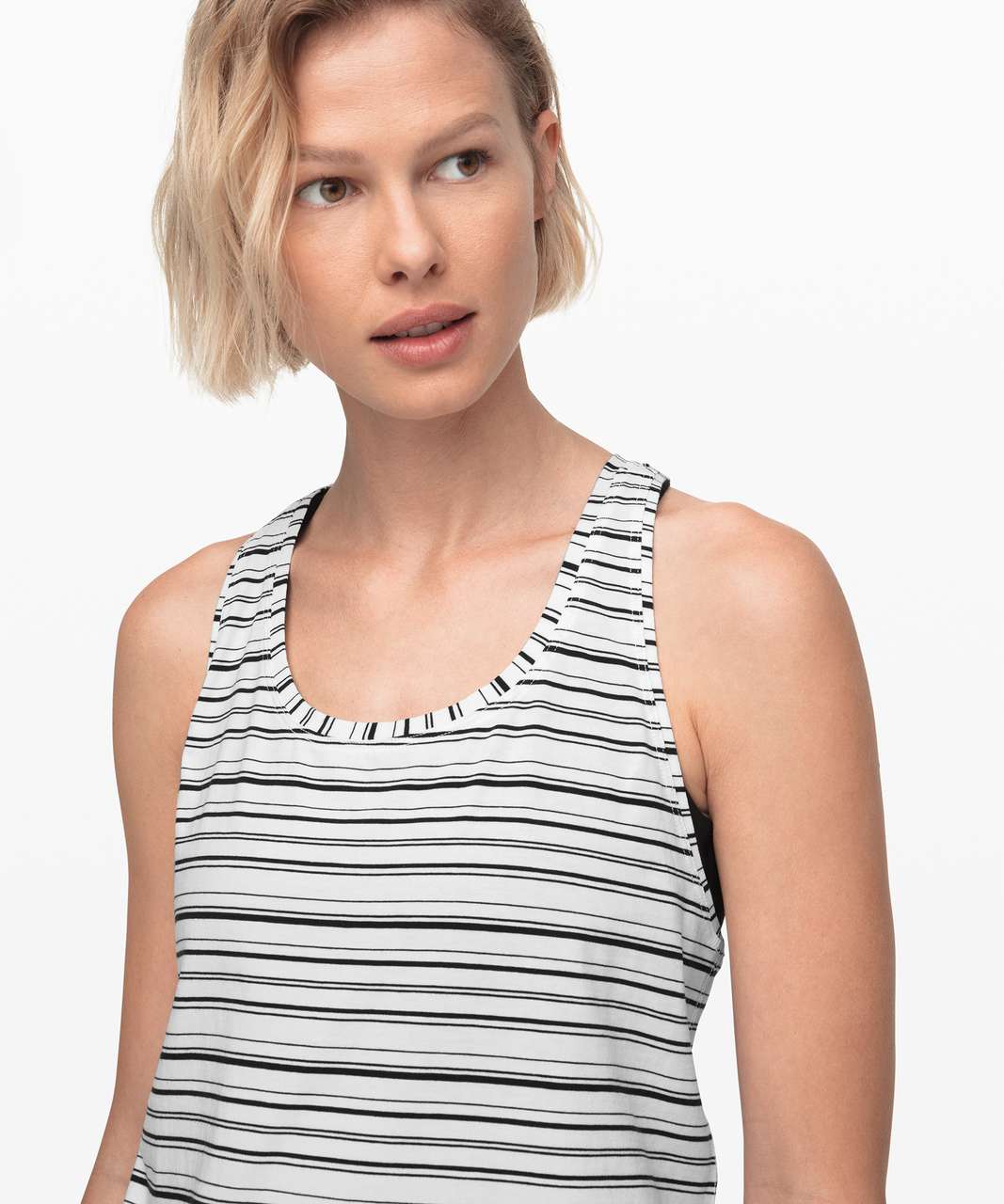 Lululemon Love Tank *Pleated - Cut Back Stripe White Black