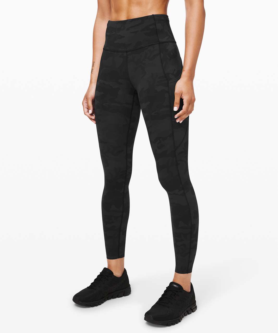 Lululemon Fast & Free 7/8 Tight II Black Leggings Reflective 25