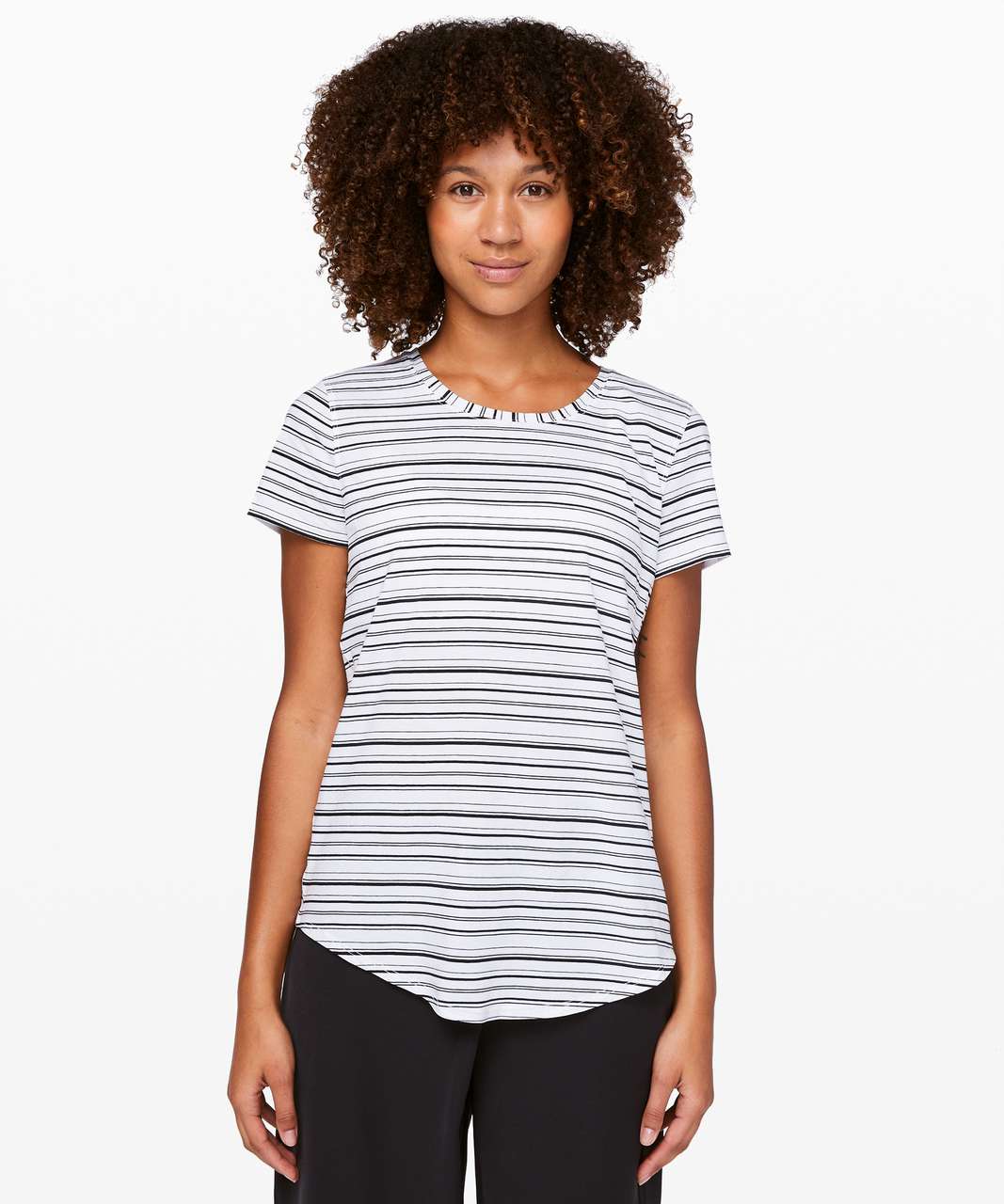 Lululemon Love Crew III - Cut Back Stripe White Black