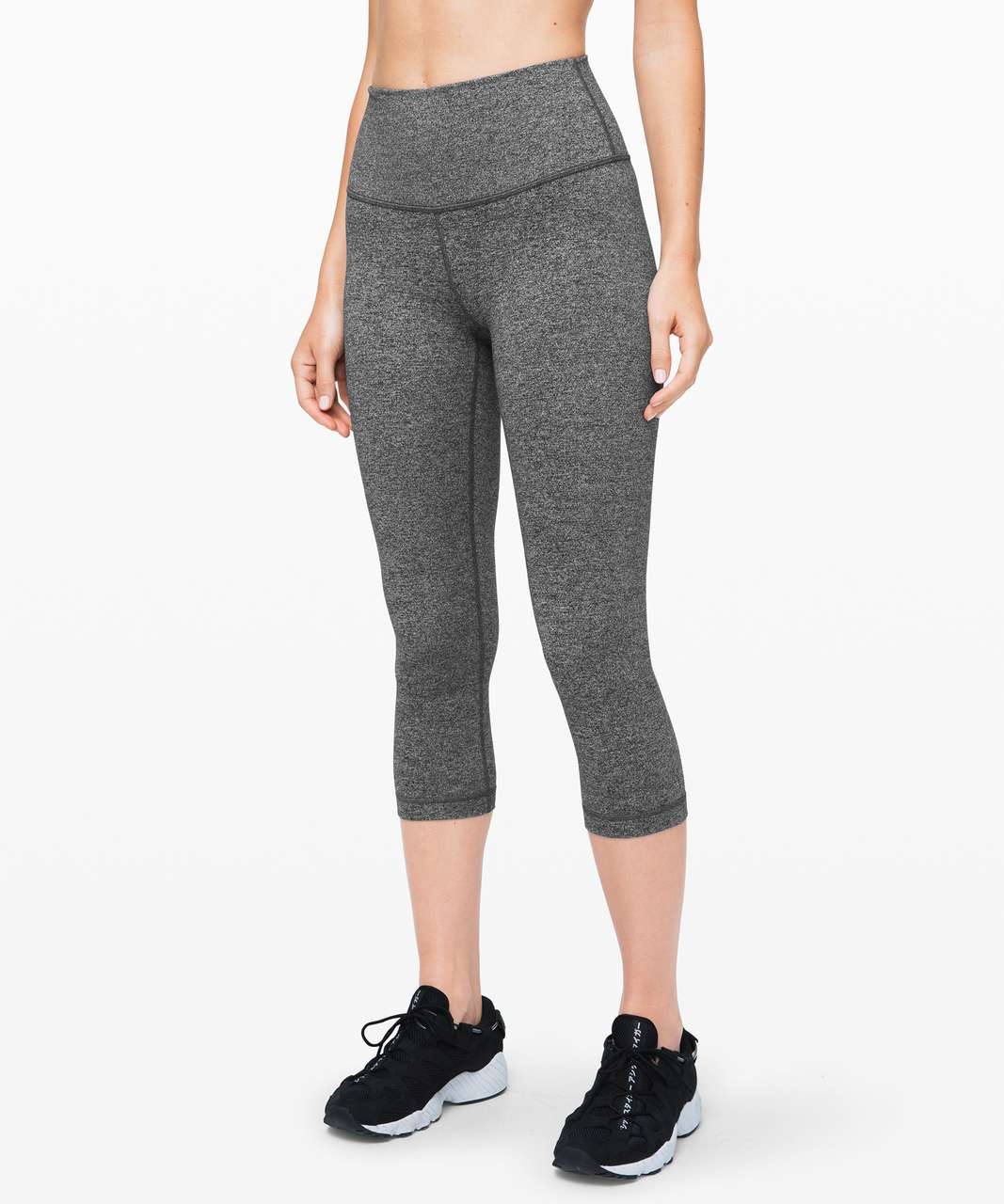 LULULEMON Black Herringbone Knit Wunder Under High Waisted Crop Workout  Leggings