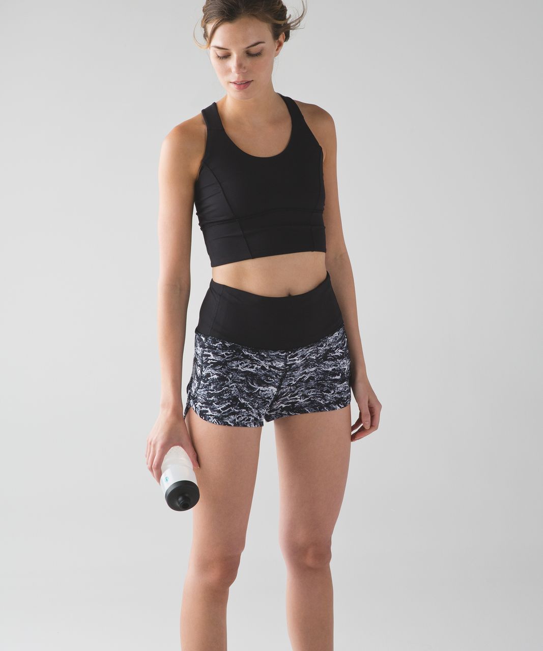 Lululemon Speed Short (High Waist) - Nami Wave White Black / Black