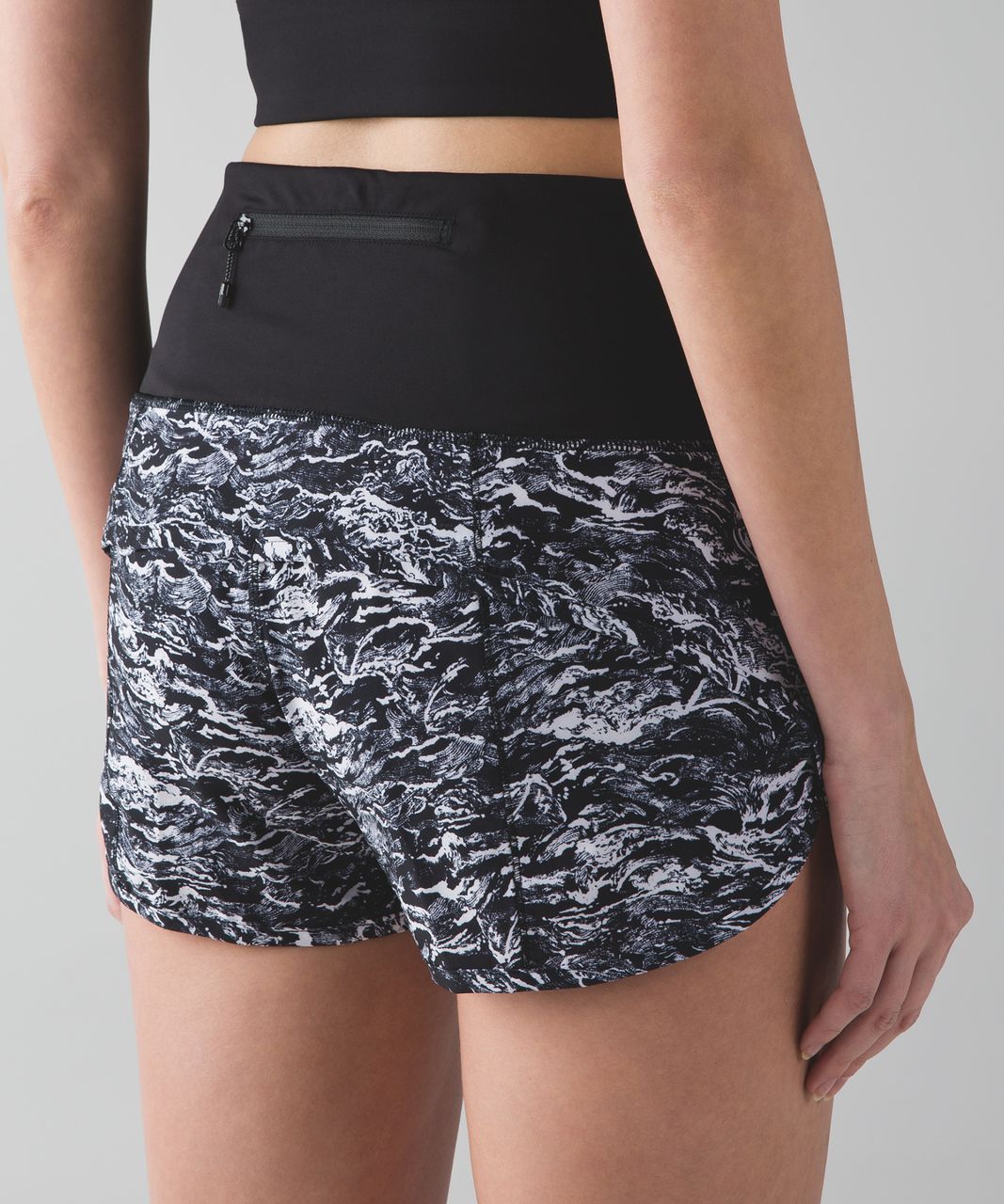 Lululemon Speed Short (High Waist) - Nami Wave White Black / Black