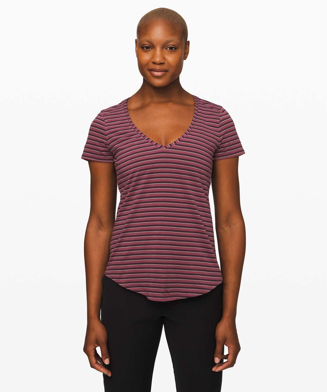 Lululemon Love Tee V - Step Stripe Plumful Arctic Plum