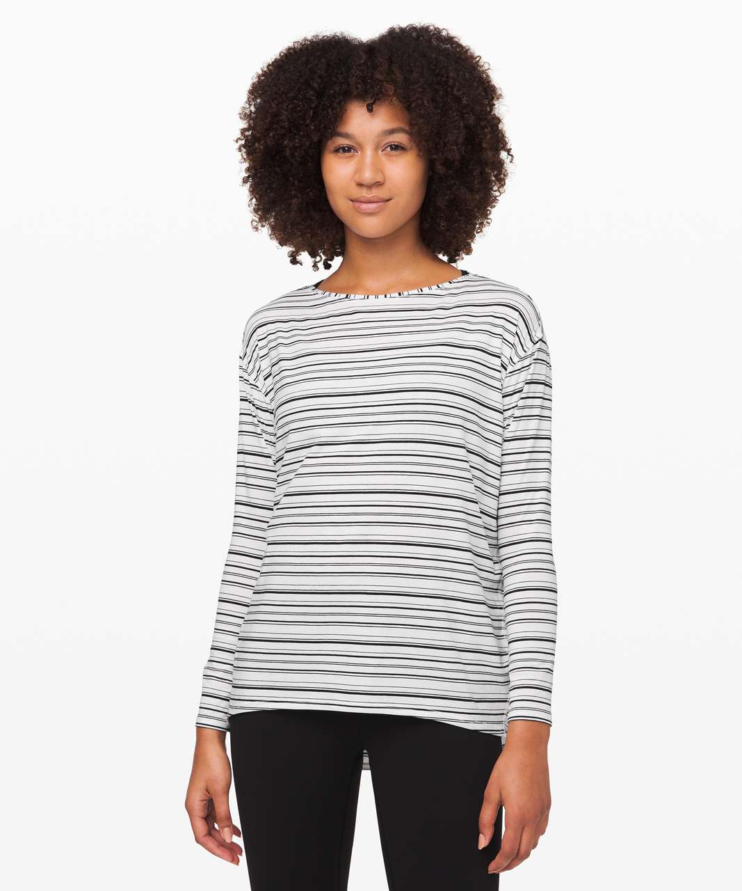 Lululemon Womens Size 4 Long Sleeve Black / Striped / White (s)