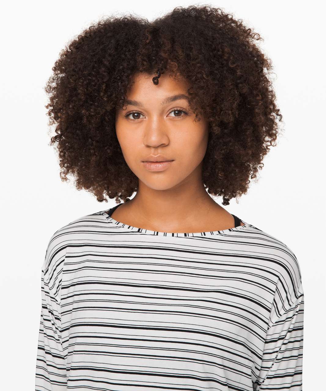 Lululemon Back In Action Long Sleeve - Cut Back Stripe White Black