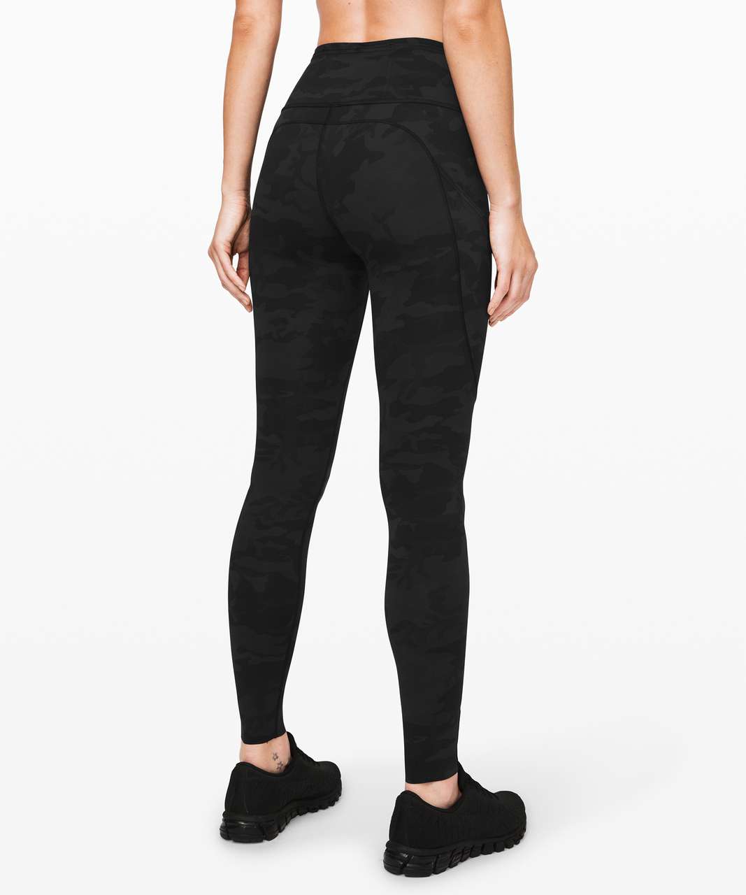 LULULEMON FAST & FREE LEGGINGS (black camo) SIZE 4