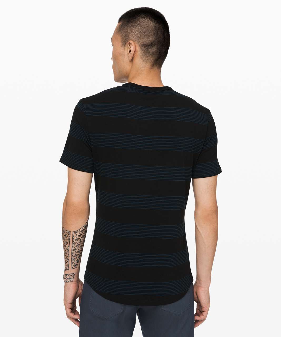 Lululemon 5 Year Basic Tee *Updated Fit - Interchange Stripe Black Poseidon