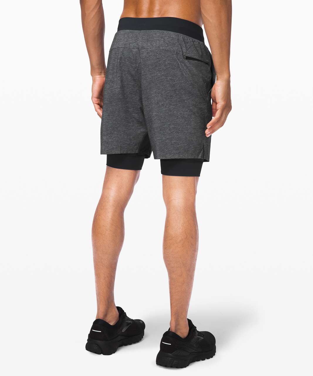 Lululemon Pace Breaker Short Linerless 9 - Heathered Texture Printed Greyt  Deep Coal (First Release) - lulu fanatics