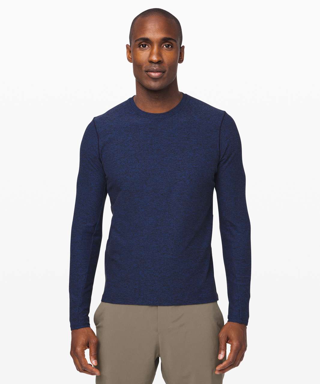 Lululemon Surge Warm Long Sleeve - Heathered Moroccan Blue / Black - lulu  fanatics