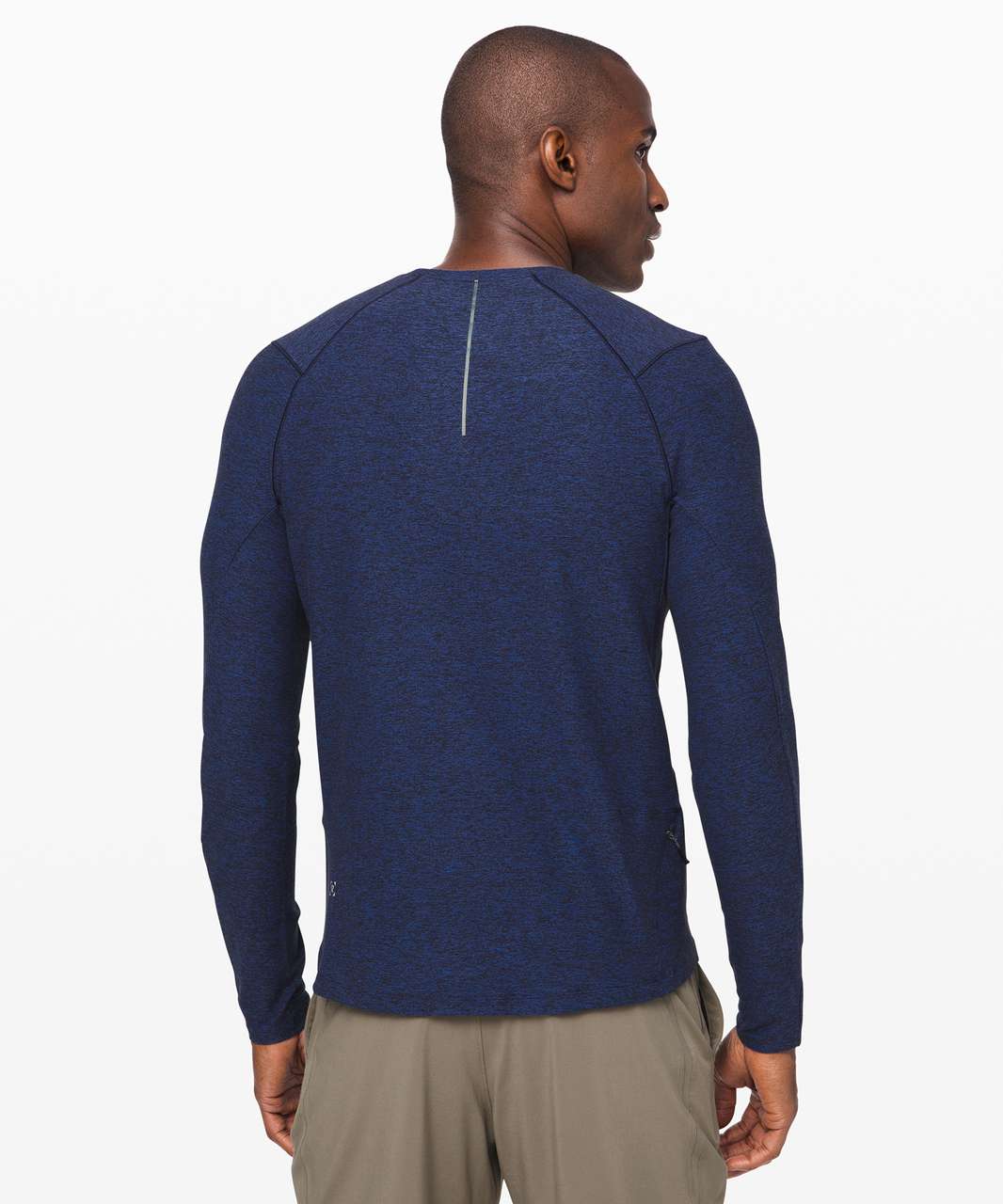 Lululemon Surge Warm Long Sleeve - Heathered Moroccan Blue / Black