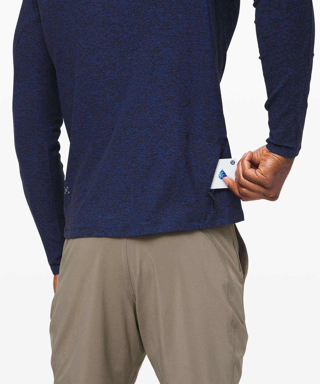 Lululemon Surge Warm Long Sleeve - Heathered Moroccan Blue / Black