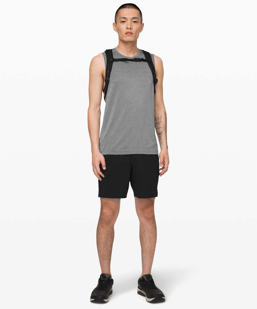 Lululemon Surge Short *Linerless 7 - Heathered Texture Printed Greyt Deep  Coal - lulu fanatics