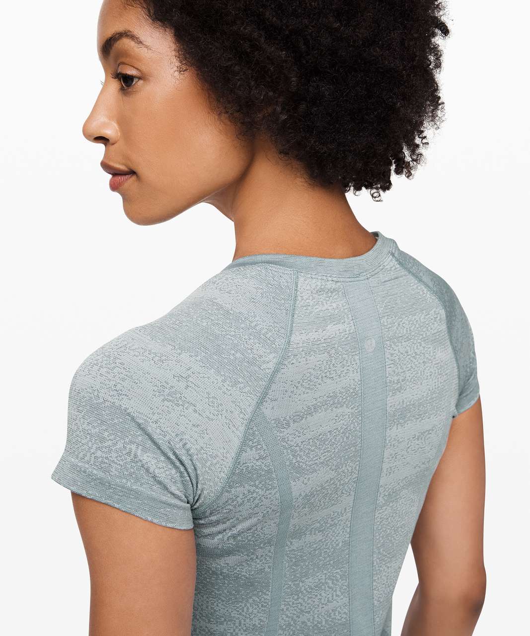 Lululemon Swiftly Speed Short Sleeve - Aqua Smoke / White / Cadet Blue / Smokey