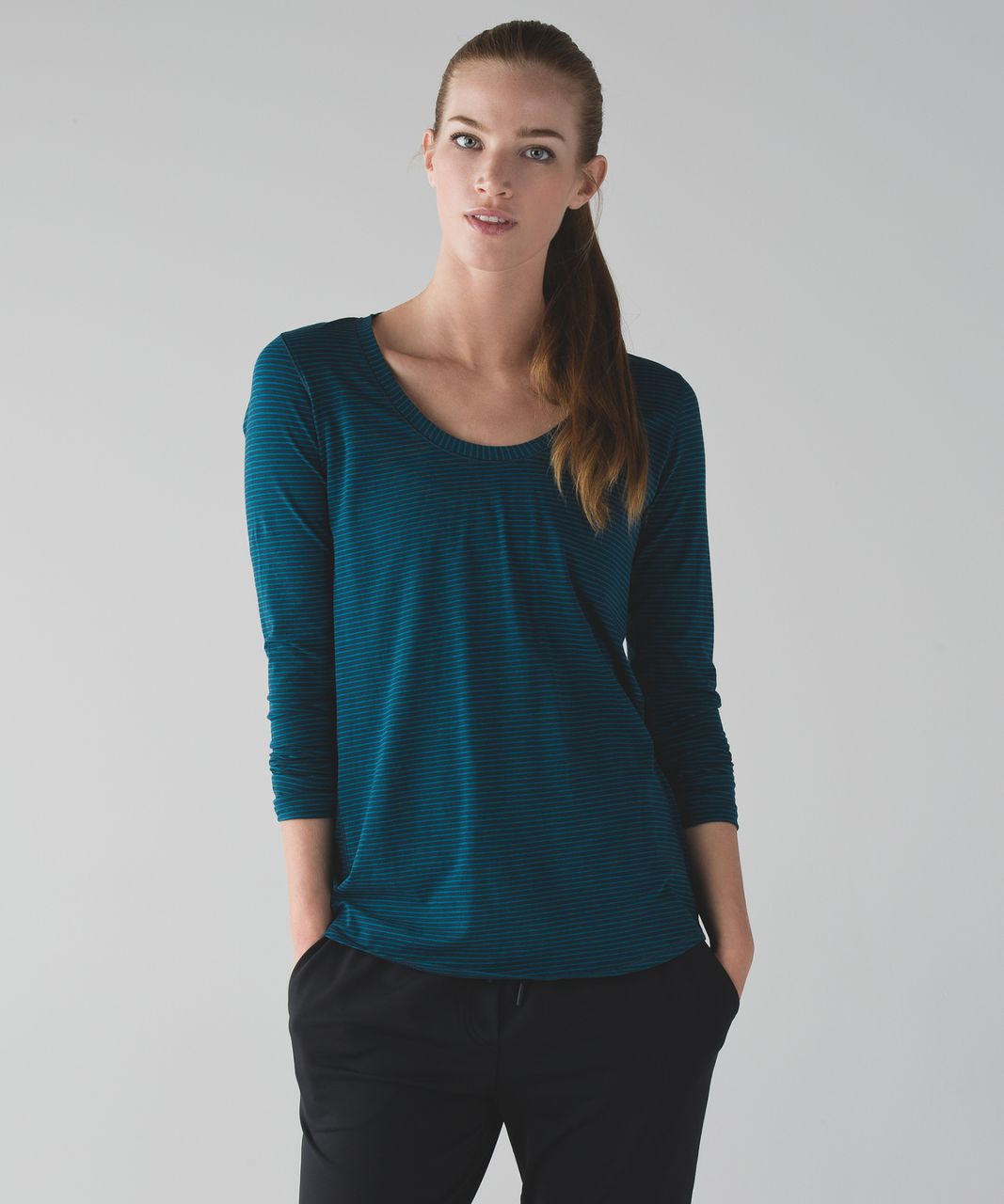 Lululemon Yogi Everyday Long Sleeve - Hyper Stripe Alberta Lake Tofino Teal