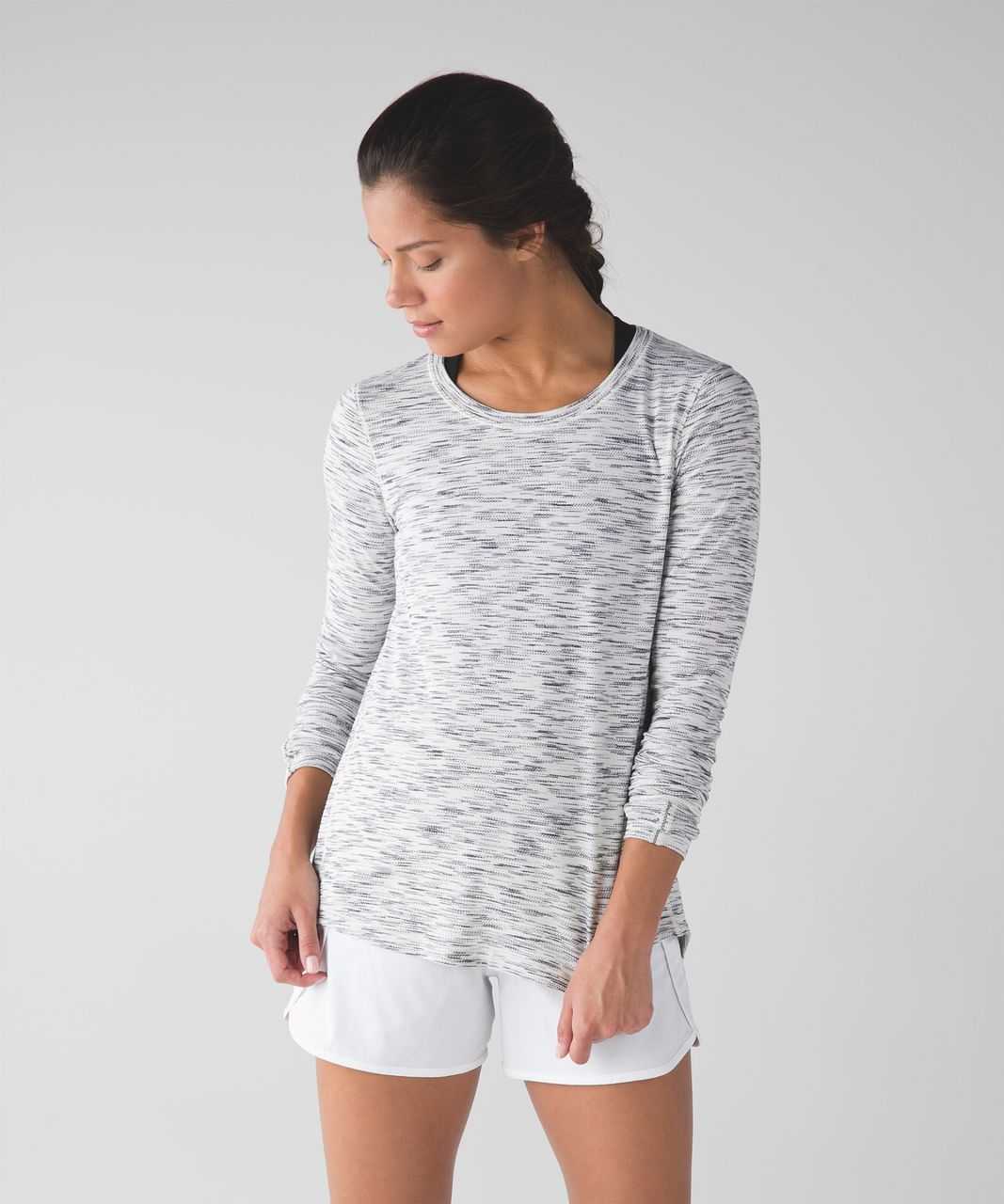 Lululemon Beat The Heat Long Sleeve - Tiger Space Dye Black White