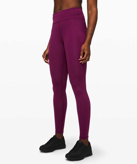 Lululemon Women Iconic Sweat Tight 28” Seamless LW5BJSS GRHP/BLK Purple  Size 12