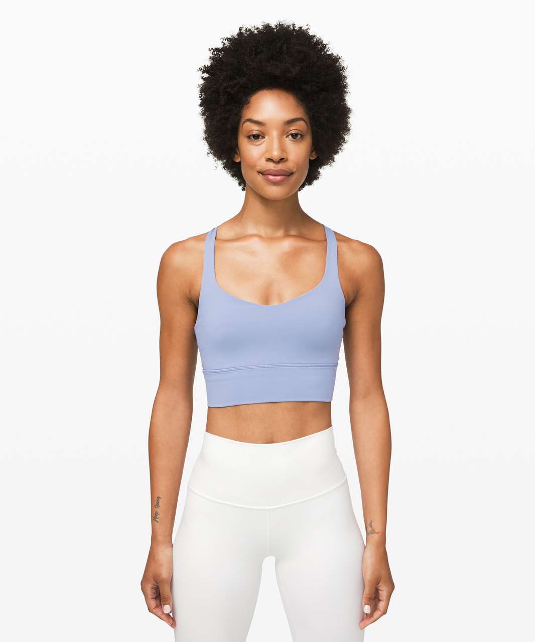 Lululemon Free to Be Serene Bra High Neck Long Line Cyan Blue Size 6 C/D  75109