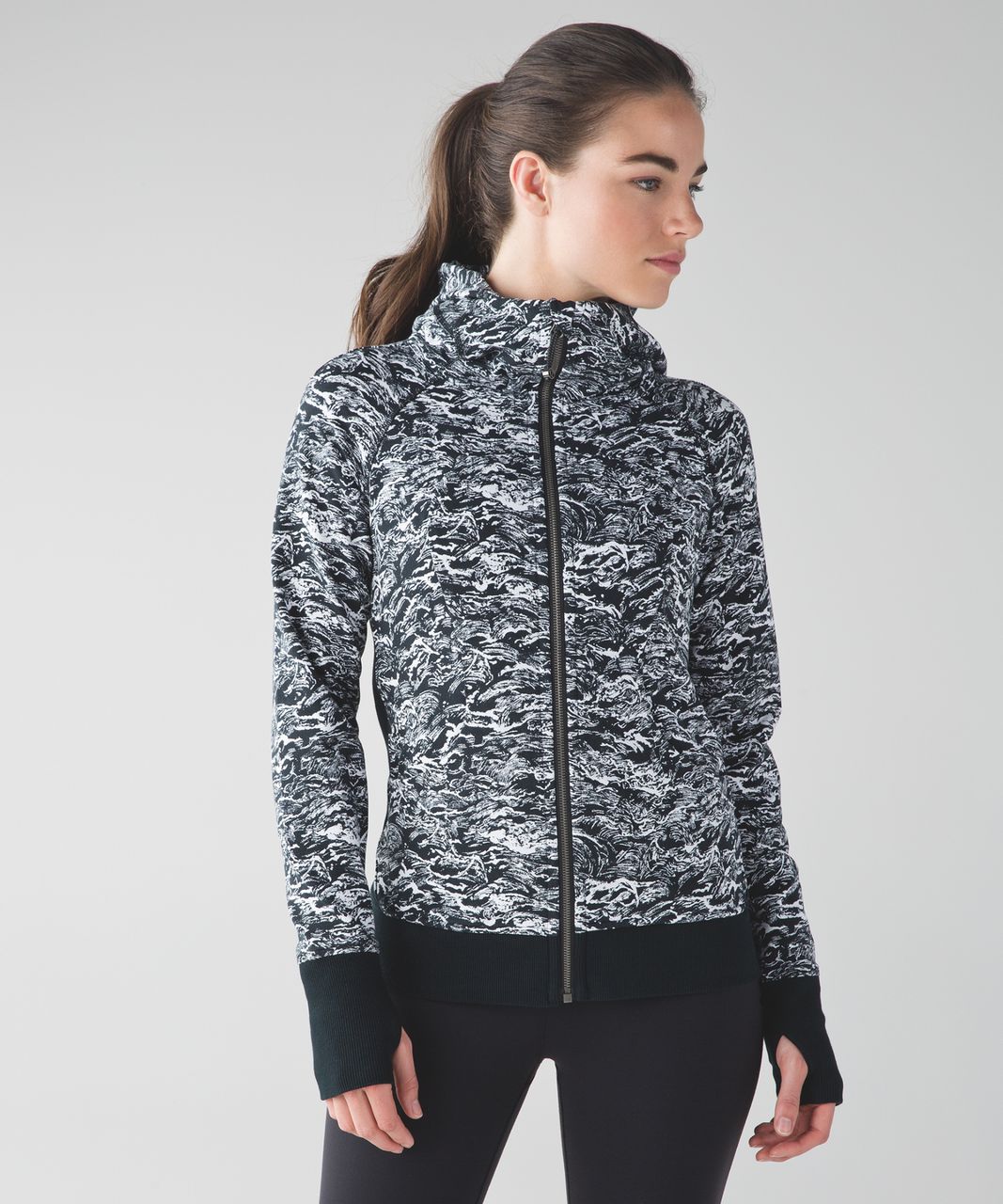 Lululemon Scuba Hoodie III (Terry) - Nami Wave White Black / Black