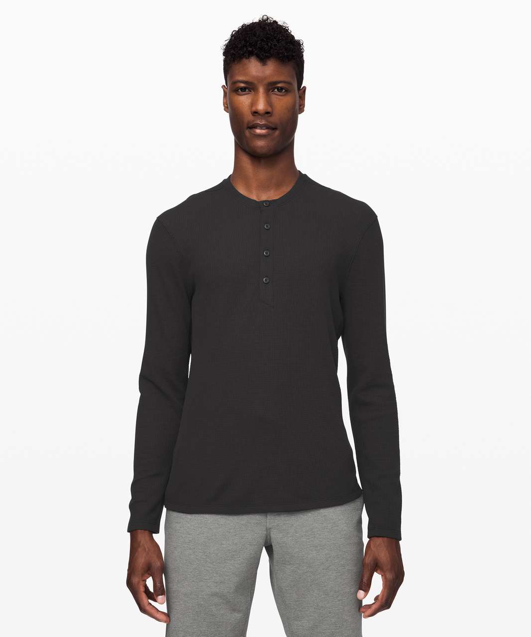 Lululemon Shift Stitch Henley - Black - lulu fanatics