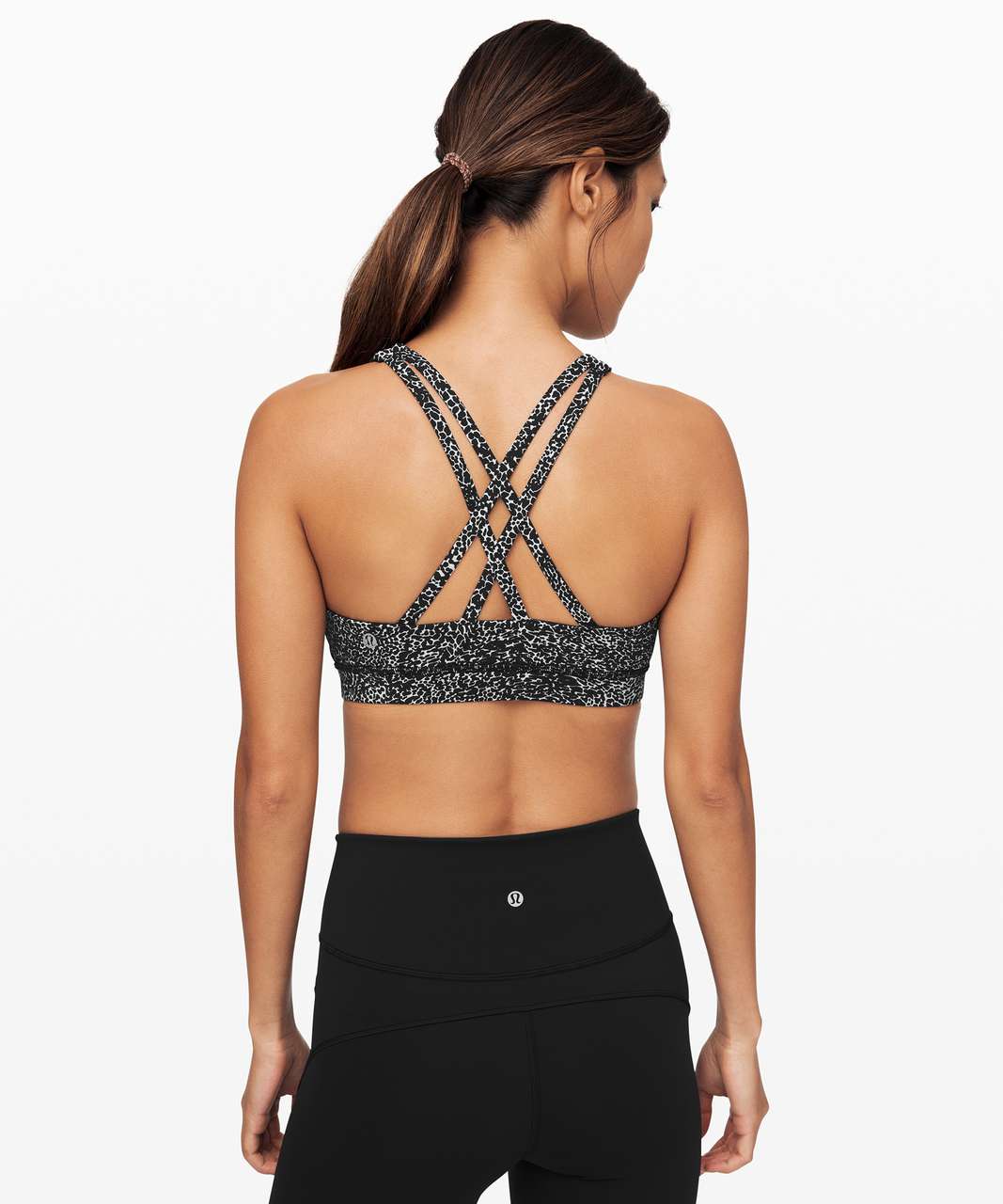 Lace Race High-Neck Sports Bra in Black