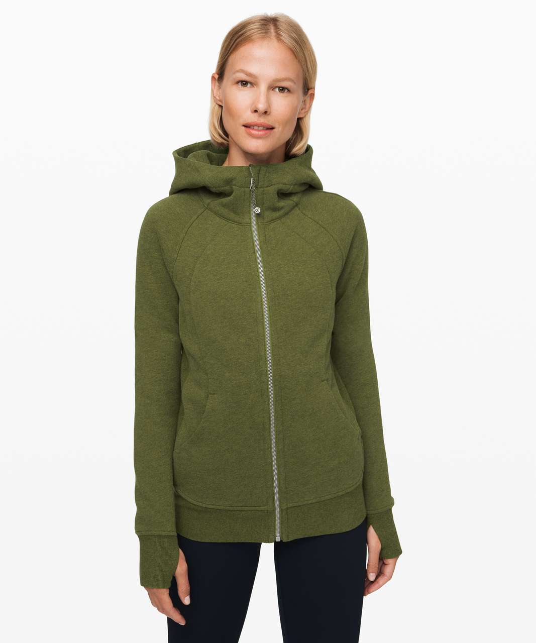 Lululemon Scuba Full Zip Hoodie Everglades Green With Gold Zipper Size 4