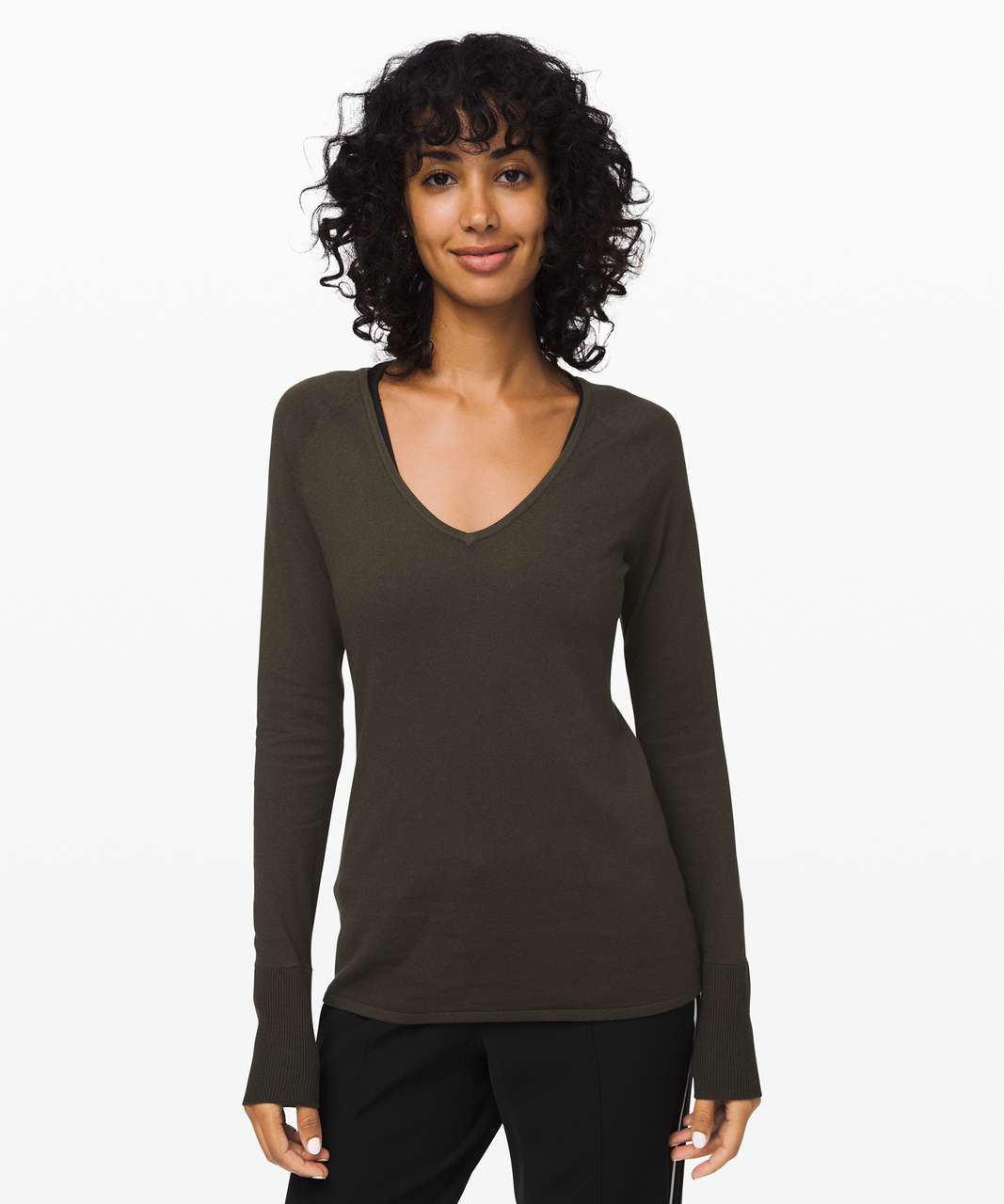 Lululemon Stand Steady V-Neck Sweater - Dark Olive