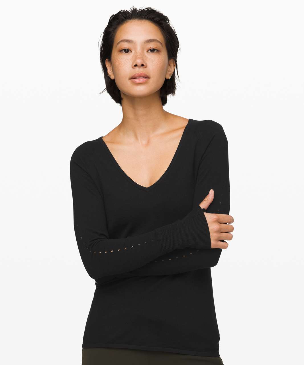 Lululemon Stand Steady V-Neck Sweater - Black - lulu fanatics