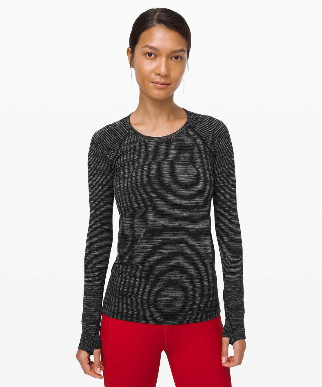 Lululemon Training Swiftly Relaxed Long-Sleeve Shirt - Black/Neutral - Size 4