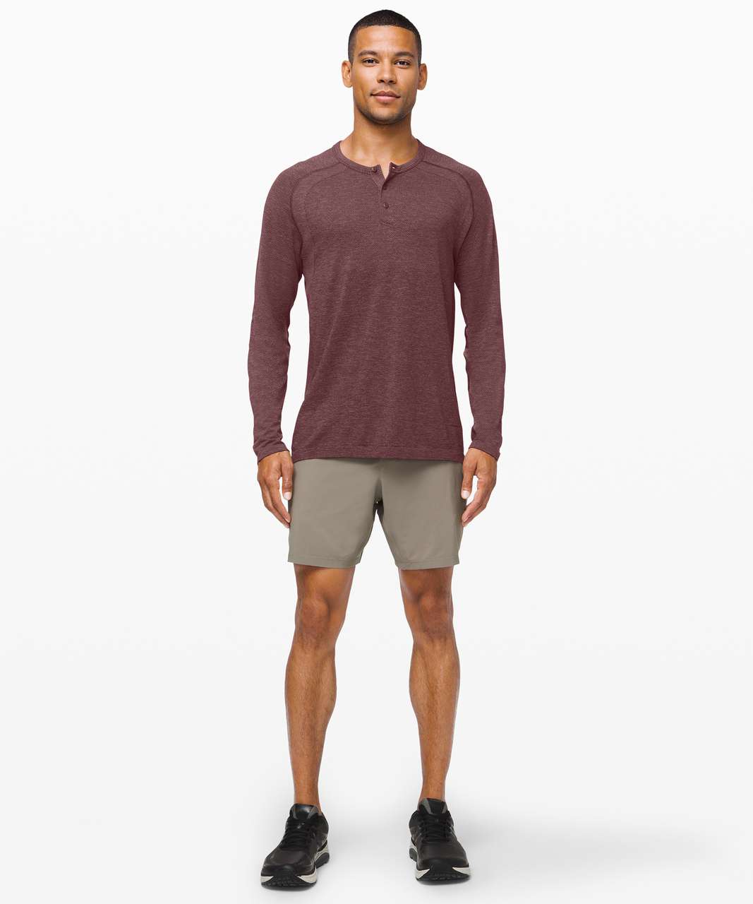 Lululemon Metal Vent Tech Long Sleeve Henley 2.0 - Red Dust / Arctic Plum