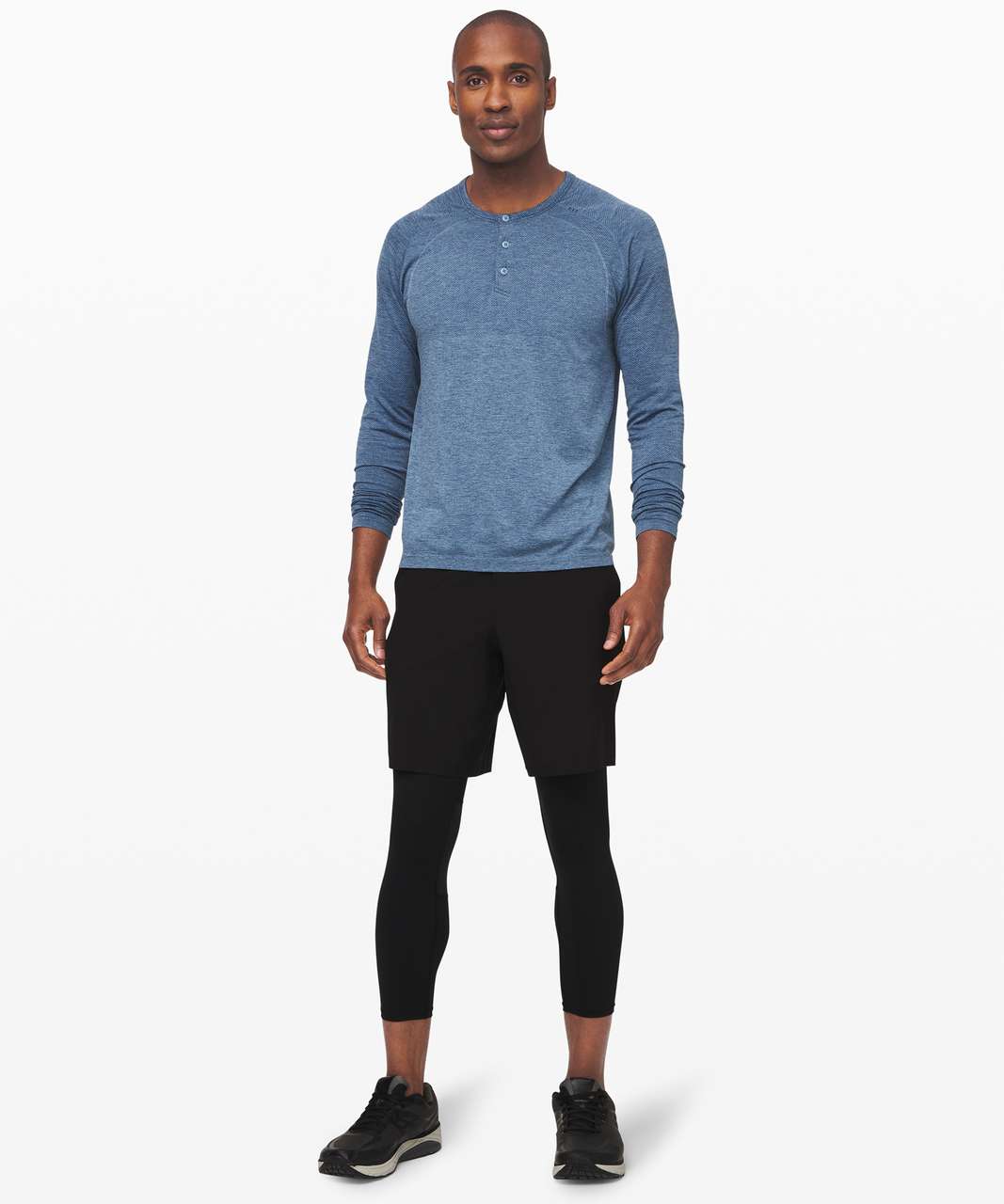 Lululemon Metal Vent Tech Long Sleeve Henley 2.0 - Midnight Shadow / Tempest Blue