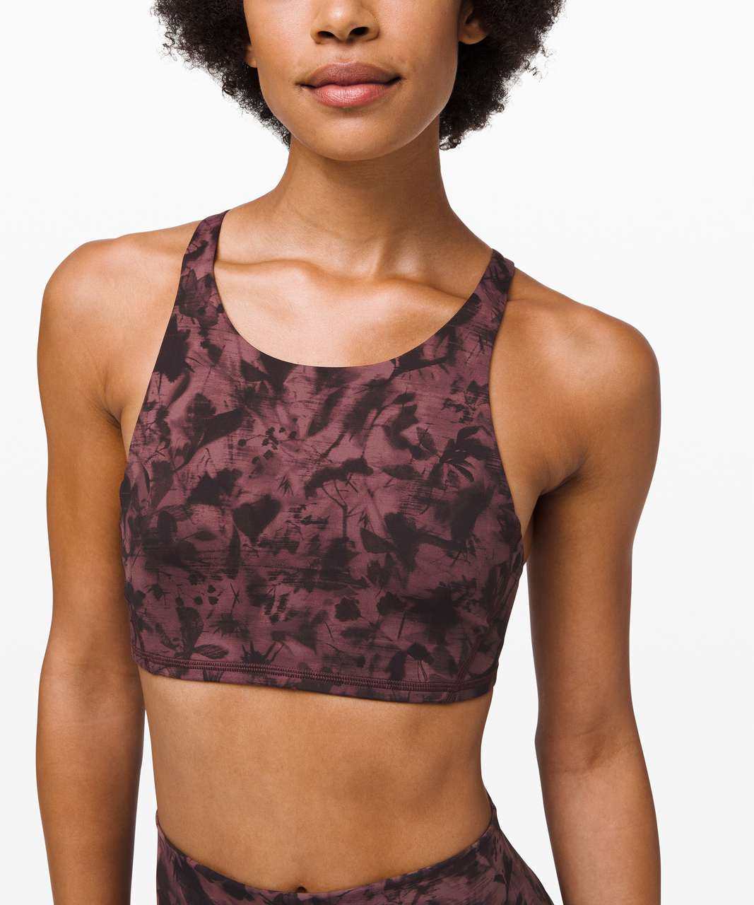 Lululemon Free To Be Bra High Neck - Mini Dusk Floral Antique Bark Black