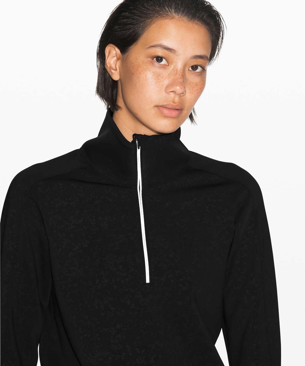 Lululemon Run to Reset 1/2 Zip - Speckle Emboss Black