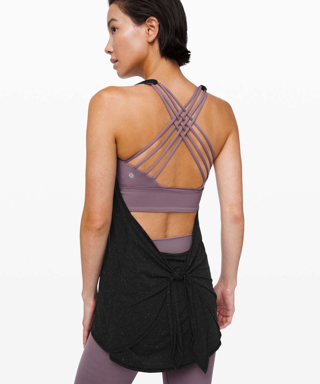 Lululemon Tied in Energy 2-in-1 Tank - Black / Frosted Mulberry - lulu ...