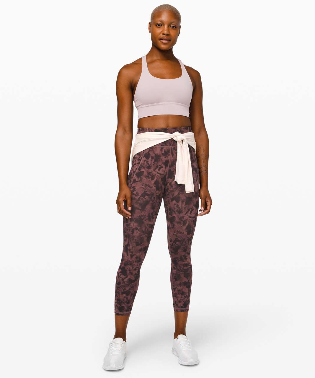 Lululemon Time To Sweat Crop *23" - Mini Dusk Floral Antique Bark Black