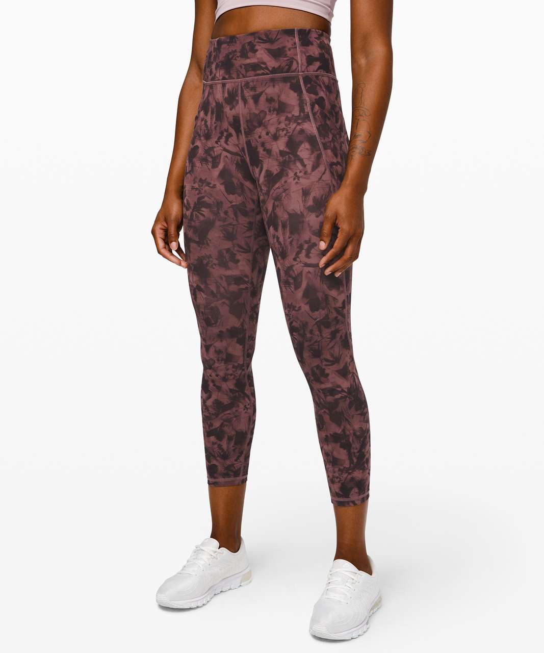 Lululemon Time To Sweat Crop *23" - Mini Dusk Floral Antique Bark Black