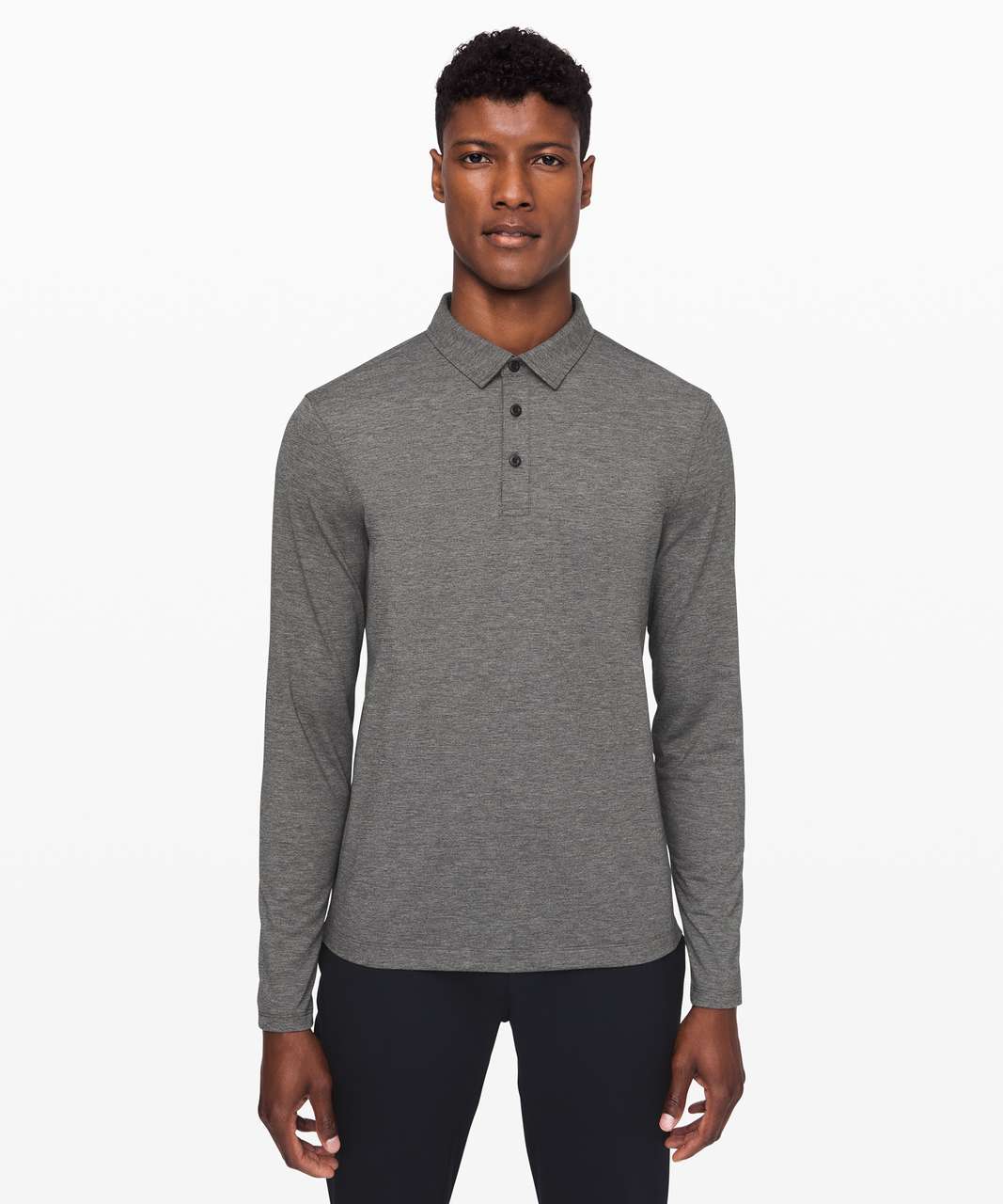 Lululemon Evolution Long Sleeve Polo - Heathered Vapor - lulu fanatics