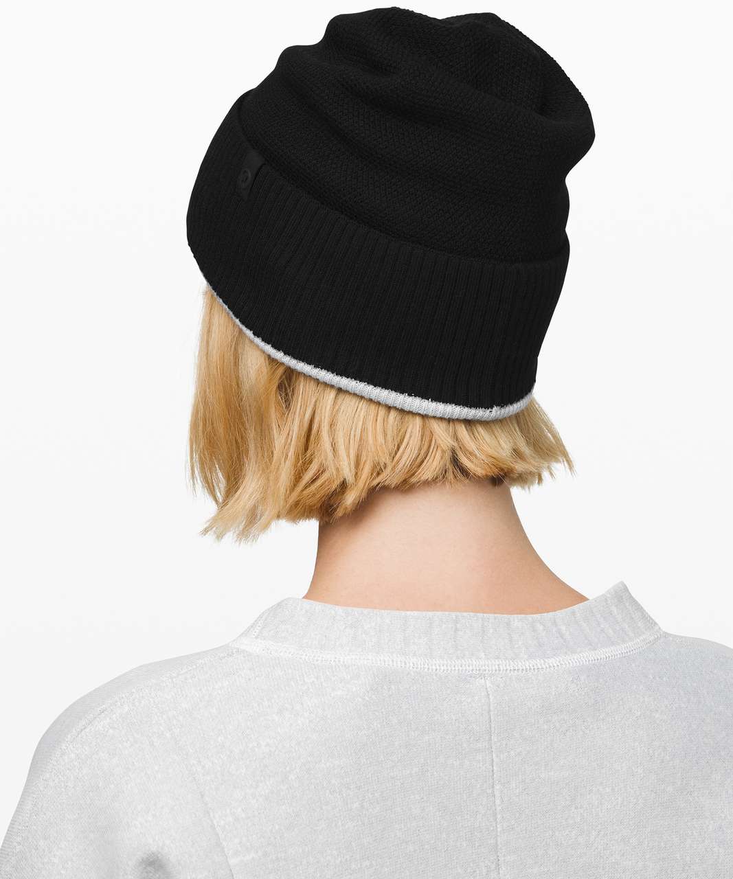 Lululemon Knit Me Up Beanie *Reversible - Black / Heathered Core Ultra Light Grey