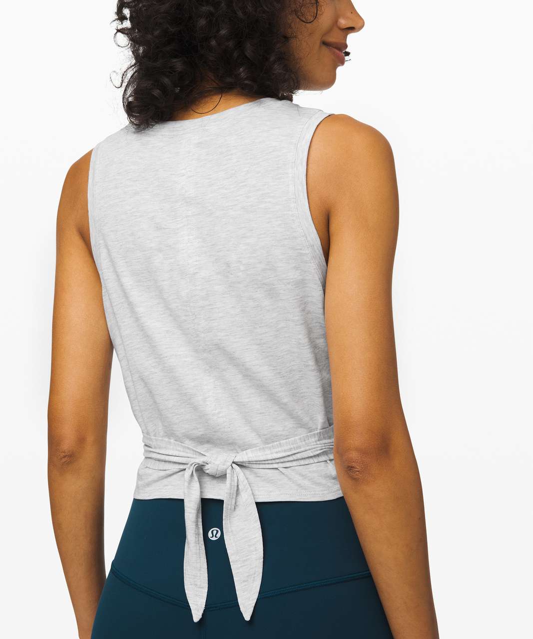 Lululemon Time to Restore Mock Neck Tank - Iron Blue / White - lulu fanatics