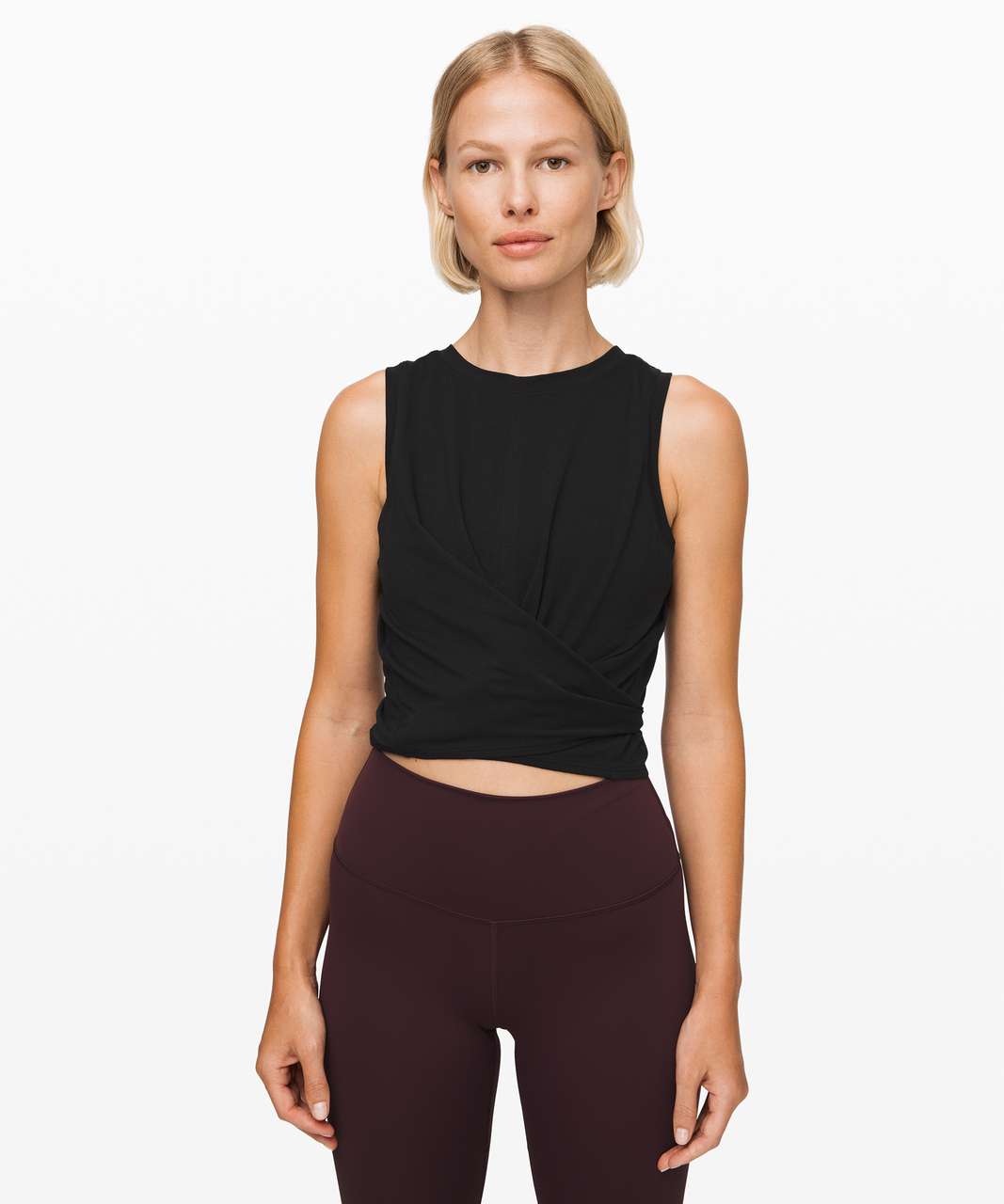 Lululemon Time to Restore Mock Neck Tank - Black / White - lulu fanatics