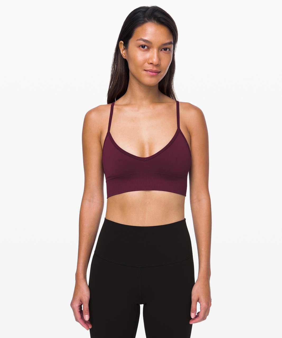 Lululemon Speed Up Dark Adobe Racer Back Sports Bra Burgundy Mesh Women's  Sz 6