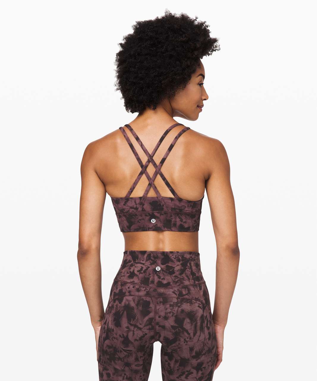 Lululemon Energy Bra *Long Line - Mini Dusk Floral Antique Bark Black