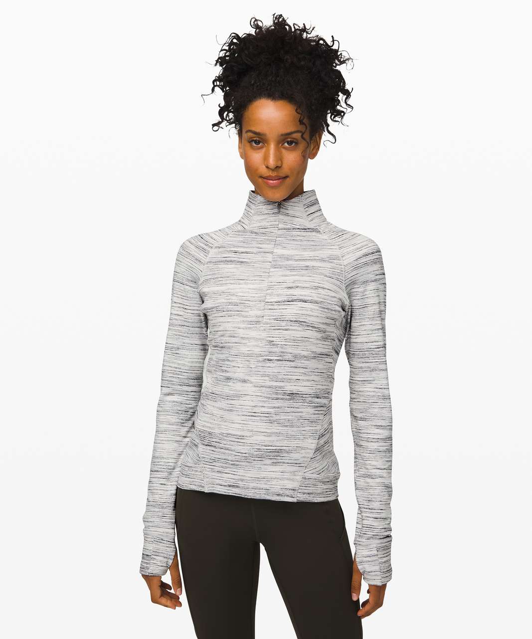 Lululemon Outrun the Elements 1/2 Zip - Space Dye Camo White Silver Spoon