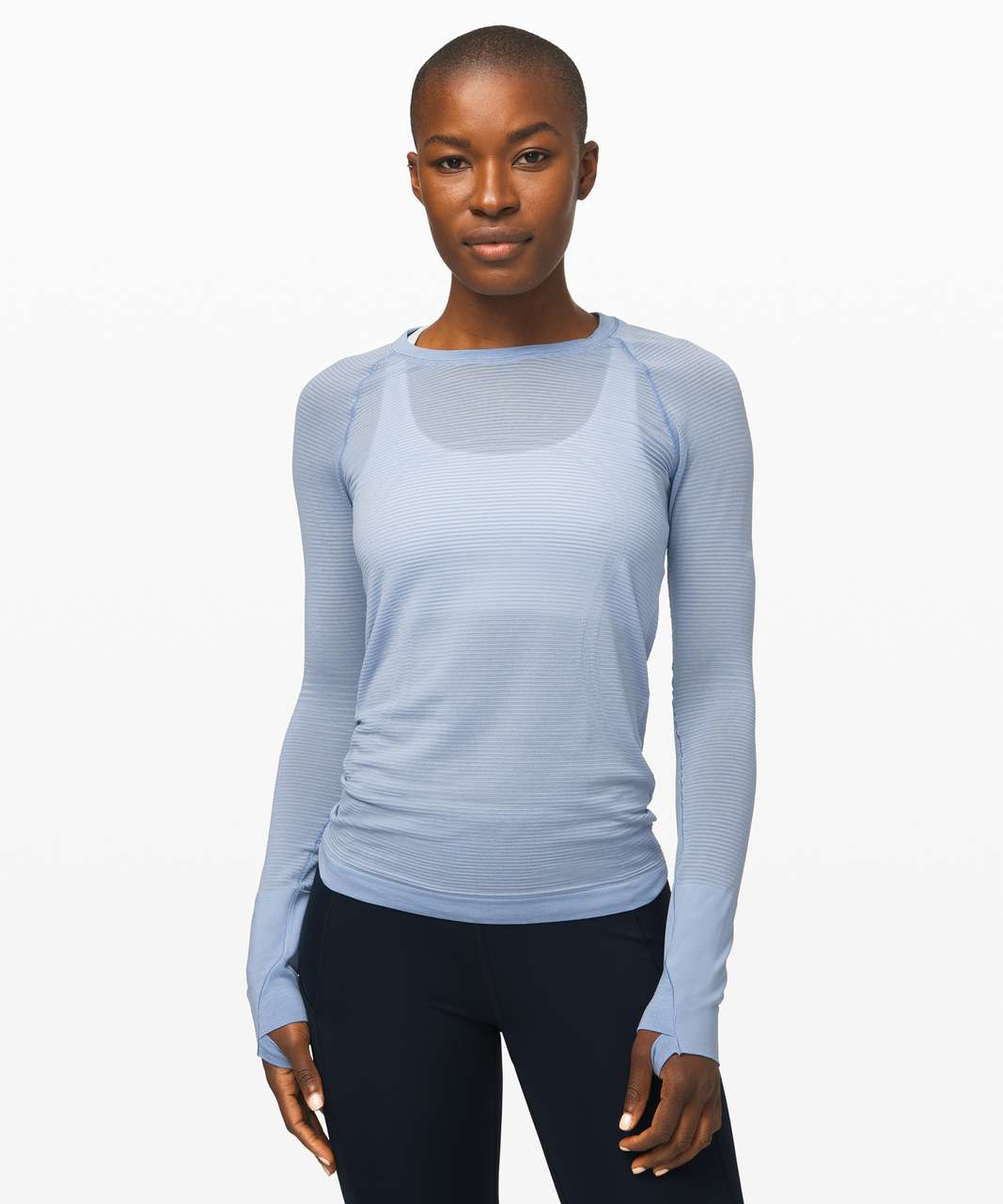 Lululemon Swiftly Speed Long Sleeve *Sheer Stripe - Ice Cap / Ice Cap